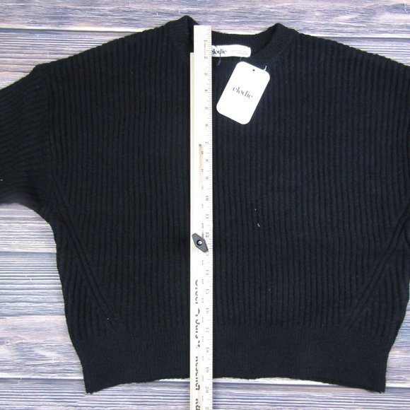 Elodie NEW Small Black Crewneck Sweater Knit Ribbed Comfy Winter Soft - Picture 5 of 8